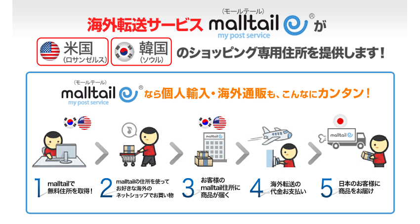 海外転送サービス　malltailは米国、韓国のショッピング専用住所を提供します。